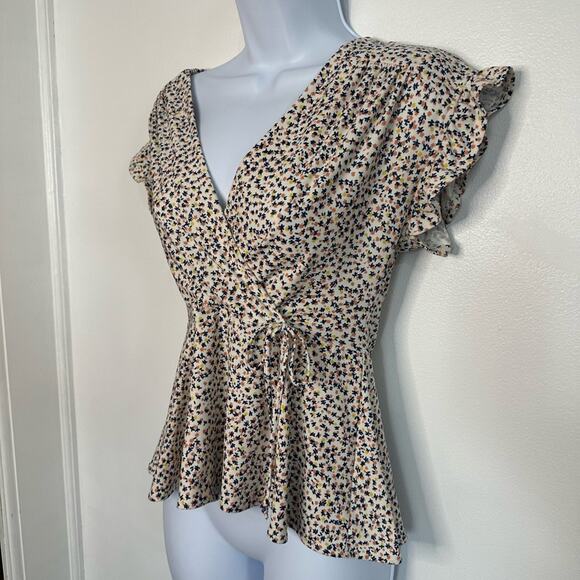Monteau Floral Wrap Style Top, Size Small, EUC, Colorful, V-Neck - Picture 4 of 9